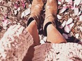 Walking on flowers #spring #sunny #beautiful #boots #boho #style #chic #pink #cardigan #bohemian #wind #photooftheday