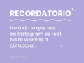 Quizás no todo el que sale sonriendo todos los días en sus fotos de Instagram, escribiendo mensajes positivos y posteando videos motivacionales es feliz.  Quizás no todo el que aparece en un video disfrutando de su viaje a Mykonos con su familia realmente la pasó tan bien como dijo en su última publicación.  Quizás no todas las parejas que postean en instagram sus confesiones de amor eterno, una realidad mágica, fidelidad absoluta y ser almas gemelas realmente tengan todo eso que profesan.  Quizás no todo el que posa al lado de un carro súper lujoso, lo tiene.  Quizás no todas las fotos de fitness que ves son de cuerpos reales, sino de personas que madrugan en ayunas, conocen el juego de luces y sombras o "photoshopean" la foto que van a postear.  Quizás no todo el que dice "soy feminista, vegano, vegetariano, católico o cristiano" lo sea al 100% en cada uno de sus pensamientos o acciones.  Quizás no todo el que dice ser súper correcto, realmente lo sea.  Quizás no todo el que diga soy súper simpático, amo a la gente y me encanta ayudar, realmente te salude si te ve en un centro comercial o te responda siquiera un DM de instagram.  Quizás no todo el que tiene 1 millón de seguidores, realmente los tenga.  Vivimos en un mundo lleno de apariencias y no quiero que te guíes por todo lo que veas, porque además sé que eso te puede hacer sentir mal si te comparas.  En instagram, la gran mayoría de las personas postean su "felicidad", sus ropas más bonitas, sus éxitos y solo aquello que quieren mostrar.  Poco verás a caras tristes diciendo "me siento mal", gente llorando, fotos sin poses, divorcios, listas de miedos y un sinfín de aspectos más que pasan en el día a día y en la realidad de todas las personas.  Porque algo sí te puedo asegurar: nadie tiene una vida perfecta y quiénes quieren tenerla y aparentarla son las personas que más sufren su realidad.  Así que deja de compararte. Si una cuenta de instagram te hace sentir menos, siempre puedes dejar de seguirla. Y empieza a trabajar en tu seguridad.  Porque es válido tener inseguridades, un mal día y que alguien te caiga mal. Pero recuerda que tu bienestar depende solo de ti y nadie más 🤗💚💖  💽Guarda este post.