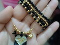 Cadena miyuki y set de pulseras negras una super combinación bella y única
