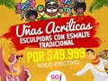 ¡Aprovecha! Uñas acrílicas esculpidas con esmalte tradicional por $49.999. Descuentos de carnaval en #GoGo *aplican TyC