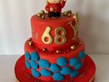 #torta #cumpleaños #68 #celebrar #vida #longevidad #china #garza #bambú #rojo #dorado #sabiduría ….Tú Torta Soñada 😊😉😍🎂
