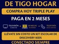 Rápida instalación🚀 Pagas en Mayo🎉 📱WhatsApp de ventas 3023179789 ✅ Internet 30 megas $80.000 ✅ Internet 30 megas + telefonía $88.000 ✅ Internet 30 megas + tv $108.000 ✅ Triple play 30 megas $117.000 ✅ Internet 60 megas + Tv $125.000 ✅ Triple play 60 megas $135.000 ✅Por la compra del servicio te obsequiamos 3 meses gratis de Amazon Prime (plataforma para ver series y películas)  Más velocidad, Más canales en HD *Aplican términos y condiciones *Aplica pago en Mayo para planes que incluyan Televisión  En Tigo estamos hechos para ti.  #Tigo #Une #Televisión #Internet  .