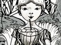 The Girl and the coconut . . . . . . . . . . . . . . . . . . . . . . . . . . . . .  #girl #coconut #digitalart #art #pop #popart #blackandwhite