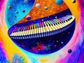 The piano (as background one of my favorite songs) . . . . . . . . . . . . . . . . . . . . . . . . . #piano #space #galaxy #fantasy #art #digital