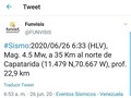 Vía #Funvisis El temblor fue de,5.5 y se sintió en el Zulia y Falcón . #26junio  #Falcón