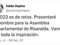 El 2023 es de retos.   Presentaré mi nombre para la Asamblea Departamental de Risaralda. Vamos con toda la inspiración.