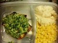 Que les parece mi lunch: pollo con espinaca y alcachofa,pure y maiz #rico