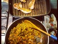 Menu de hoy : vegetales salteados (brocoli hervido y molido, tomate, berenjena, cebolla y use el agua donde hervi el brocoli para hacer la salsita ) pollo a la parilla, estoy enamorada, eat clean