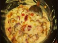 Algo rico despues de haber estado todo el dia en cama con alergia :-C yogurt un poco congelado,fresas picada,granola organica un poco de avena,linaza y un poco de miel :-P