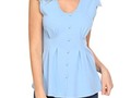HAPLICA Women's Cap Sleeve Blouse Tank Tops T Shirt Button Up Top In powder blue. #HALPICA, #Drnanannybordeaux, #clothing, #shoesjewelry, #clothingshoesjewelry, #women, #clothing, #topstees