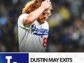 El día de Dustin May termina después de la primera entrada.  Lanzó 16 lanzamientos.