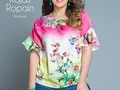 Top de flores y jean con Guipiure bordado