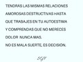 Muy cierto! 😎 Mientras uno no se aprenda amar difícilmente se puede salir de ese ciclo! #experiencia_propia #lecciòn_de_vida