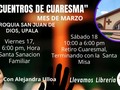 Feliz día Este próximo viernes 17 y sábado 18 de marzo estaremos de misión en Upala junto a Alejandra Ulloa en la parroquia San Juan de Dios. Estan coordialmente invitados a celebrar las actividades. Llevaremos nuestra librería ❤️ estamos para servirle 😊  🟢Viernes 17 6:0pm Hora Santa Sanación Familiar con Alejandra Ulloa  🟢Sábado 18 10 am a 6pm Retiro Cuaresmal con Alejandra Ulloa 6pm Santa Misa