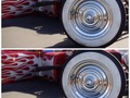 Seeing double #hotrod #whitewalls #flames #hubcap