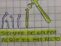 Un día me pregunté; ¿Porque siempre a mí?  ¿Porque los demás si y yo no? ¿Porque ellos por un lado y yo por el otro? ¿Porque me exigen mas a mí que a los demás? ¿Porque mas corrección a mi y los demás viven como quieren?  Pues al ver esta foto pude comprender que; “Siempre se golpea al mas recto”  La persona mas recta, es la persona más efectiva para el trabajo. Entonces no cuestioné más, no pregunté ¿porque?, porque entendí que el más recto es quien puede realizar el trabajo en la obra así como ese clavo. Y que a los demás, que no se les golpea de la misma forma que a mi, es porque no vale la pena seguir golpeando a quien no quiere realizar el trabajo, y lo único que logrará es doblarse más.  Cuando hablo de “Golpear”, hablo de “Corregir”.   Si te corrigen mas que a los demás, y ves que los demás viven como quieran, es porque tú eres DIFERENTE y puedes alcanzar algo mayor en DIOS.  Autor: Billy Matos