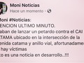 #Moni #Noticias: 26/10/2017  ATENCION ULTIMO MINUTO. Acaban de lanzar un petardo contra el CAI CATAMA ubicado en la intersección de la Avenida catama y anillo vial, afortunadamente no hay víctimas esto es una noticia en desarrollo..!!!