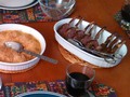 Creamy garlic scampi and rack of lamb