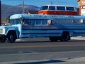 Bus service is a tad sketchy out in the high desert but it's at least unique - homemade double decker bus.