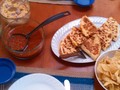 Last night's dinner - Quesadilla del Pollo, Gazpacho, Guacamole, Mango Salsa.