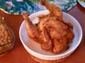 Close-up of the roasted beer butt bird. Garlic mashed potatoes, herbed dressing and gravy make for a traditional Sunday supper even when served on a Monday night!