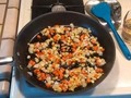 Sauté veggies, then deglaze pan with wine