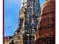 Stupa Prang - two types of Buddhist temples side by side - Stupa on the right and Prang to the left.