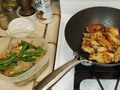 Tonight's Dinner!  General Tsao Hot Wings (trust me, after 1st sizzling the wings in my Chili Garlic Sesame Oil they're #HOT!)  Served with Sirataki (no-carb konjac noodles) Lo Mein and Snap Peas.  #TonightsDinner