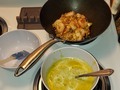 Tonight's Dinner:  Thai Chicken Coconut Curry Soup Spicy Shrimp Fried Rice with big fat shrimps and stir-fried in Chili Garlic Seasame Oil #TonightsDinner