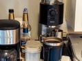 T'was a 2 CUP Morning . . . rare is the morning I have more than one Cup of #coffee . . . admittedly my Mug holds the entire contents of my 1-2 person coffee pot (what is billed as a Half-Pot or 5-Cup #coffeemaker by manufacturers, whose myopic idea of a cup of coffee is a mere 5-6oz!) with a little room for a splash of flavor syrup (#SugarFree of course!), 2 teaspoons (carefully measured) and 4 Tbs of half&half . . . I'd call it a quarter cup of cream, but folks get all freaked out with that measurement until it's explained that's only 2oz, which is 4 Tbs, or 4 of those little creamer-thingies at the diner, which is less than one per cup ☕️ of coffee . . . anyways it was a cold and snowy morning outside (it was the usual cold-season 65°F inside) but peering out the window made me shiver, so much so, that I needed an after brekkie 2nd Cup of Coffee to warm me up! #1 My Coffee Bar. Drink Bar actually as you can see my 5-Cup pot, the Espresso machine, some of my Sugar-Free coffee syrups, and my Mammoth Coffee Cup ..er.. Mug; but also a half glimpse of the ice maker to the right and to the left the top shelf of the cart is home to pitchers of Green Tea, Lemonade, fruit juices, and packets of Cocoa mix. #2 Only about an inch of snow overnight, but it's damn cold out!
