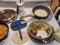 Tonight's Dinner:  My nod to the people of Puebla and their victory over the French 160 years ago on Cinco de Mayo! Tacos de Camarón (shrimp ) with Frijoles Refritos (refried beans) and Arroz Mexicano (Mexican rice). #TonightsDinner #cincodemayo #TacosDeCamarón #shrimp #frijolesrefritos #refriedbeans #ArrozMexicano #Mexicanrice
