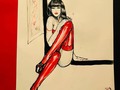 Reposted from @carolinelefebvremahjun - #art#adianwomen#ink#encresdechine#midrle @3a3i3u#lesbzsrouges#leggs#redstocking - #regrann