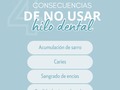 #Sabiasque el no usar hilo dental puede provocar grandes daños a nuestros dientes y salud bucal🦷  Cuando no incluimos el hilo dental a nuestra rutina diaria la placa se genera y permanece en aquellos lugares en donde no alcanzamos limpiar con ayuda de nuestro cepillo  Produciendo la multiplicación de bacterias 🦠 dentro de nuestra boca provocando: acumulación de sarro, caries, sangrado de encías, pérdida de dientes y halitosis   Si aún no incluyes el hilo dental en tu rutina de aseo diaria el momento es ahora💙  Comparte esta información con tus amigos/as si te fue de gran ayuda  #hilodental #colinasdebellomonte #venezuela #caries #halitosis #gingivitis #bacterias #sarro #esteticadental #odontologia #placabacteriana #bruxismo #odontopediatria #odontoporamor