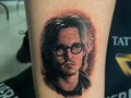 Mini retrato realizado en @expotattoo_la_sabana @johnnydepp  .. Citas al 📲 3184070543 .. #johnnydepp #tattoojohnnydepp #johnnydepptattoo