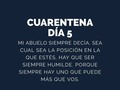 Día 5 de Cuarentena y aún no hay fecha de que esto termine. Y es que realmente el corona virus nos ha enseñado y tiene mucho más por enseñarnos sobre la vida, sobre quienes con los dueños del mundo, sobre normas de convivencia y sobre que es importante de verdad.  Hasta la fecha hemos visto mucho. Algo que se me queda muy marcado es que de verdad somos nada y nos creríamos dueños de todo.  Hemos visto que a personajes a los que se los creía inmortales por su nivel socio económico, poder y nivel de acceenso a los mejores hospitales del mundo, el corona virus ya se los llevó. Hemos visto que la naturaleza ha tomado cartas en el asunto y animales están entrando a las ciudades. Hemos visto que la rutina nos tenía absorbidos y ahora una simple Video llamada grupal te hace pasar grande momentos con la familia y los amigos.  Entonces... Los humanos, los que nos creíamos dueños de todo el planeta nos hemos dado cuenta que no somos más que una pieza de todo el eco sistema y que no somos tan fuertes como nos creíamos. Llegó algo a ponernos en nuestro sitio, llegó a enseñarnos a respetar a las demás especies pero sobre todo llevo a enseñarnos a respetarnos y a valorarnos a nosotros mismos. Algo tan pequeño que no podemos ver pero ahí están haciendo estragos. Enseñándonos a valorar la vida y las cosas importantes que tenemos.  Pero vuelvo a repetir. Lo triste de esta lección es el costo. Cuando ya se cobraron muchas vidas, cuando ya hay mucha tristeza, cuando ya hay mucho dolor y sufrimiento. Los humanos siempre aprendemos con mano dura.  A pesar de todo... Hay algo por qué agradecer.  Y hay algo por qué pedir.  Que El Flaco nos proteja a todos amigos.  Un abrazo y se los quiere.  Aprendamos para salir de esto lo más rápido posible.  #MeQuedoEnCasa  #QuédateEnCass