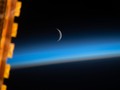 Waxing Crescent Moon Above Earth's Limb via NASA #space #science #geek #nerd