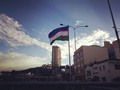 Que bonita se ve la bandera y el atardecer !! 🤗 #enteratecali #cali #foto #fotografia #santiagodecali #atardecer #photography #pic #color #luz #calive