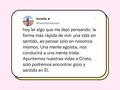 Alrededor, el mundo nos habla acerca del "amor propio" como la pieza fundamental en nuestras vidas. Muchas veces rayando ese amor en "egoísmo", no importa el resto importo yo.  Suena tan real, tan "obvio", o quizá tan "lo que debería ser", que hasta incómodo me resulta decir que de pronto hay algo que no estamos viendo en todo este discurso.  Porque amarnos no nos excluye de amar y necesitar de otros. Sí, necesitar.  Centrarnos en nosotros mismos, nos lleva muchas veces a aislarnos, excusándonos por amor, cuando la verdad es una decisión muchas veces tomada desde el miedo y por supuesto el orgullo.  Es fácil perder el sentido, el propósito y la motivación ante la vida cuando ponemos nuestra esperanza en algo que puede perderse.  Nosotros podemos perdernos, el dinero puede perderse, un trabajo puede perderse.. en nuestra vida todo es susceptible a perderse, a quebrarse, a derrumbarse.  Únicamente cuando nuestra vida está cimentada en Jesús, es que nuestra esperanza es eterna.  Y es únicamente en esa esperanza en la que podemos encontrar gozo, plenitud y propósito.  Fuera de allí, no ❤️ Se los digo porque, ya pasé por ahí.  #jevitasintensas #vidacristiana #cristo #vidaligera #reflexionescristianas #plenitud