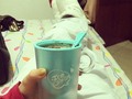 Enfermita y tomando mi super milo para irme a la cama.