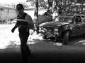 Mi tío Esduin, de los primeros pugilistas del país, preparándose para pelear contra Drago. (1985)