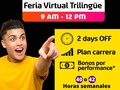 Si dominas el Portugués, Francés o Inglés en niveles avanzados, entonces conéctate a nuestra Feria Virtual Trilingüe y sé parte del TOP Team. 😎  Empieza a interactuar con personas de todo el mundo y a disfrutar los mejores beneficios. 😏🌎