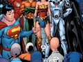 Superman and Co. take a little break from saving…