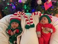 Santa’s little helpers are extra cute this year. 🎅🏿💕🎄 • • • •  #BabysFirstChristmas #Preemie #TwinGirls #Christmas