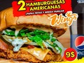 Disfruta esta promo doble en @wingspf ideal para 👫😍  2 hamburguesas americanas + papas fritas + bebida de litro y medio por 9$ 🍔🍟🍔🍟🥤 ⁣⁣ Pick Up y Delivery 📲 0412-0617938  ⁣⁣ #SaborParaVolar #Alitas #ComboFamiliar #Tenders #MenúInfantil #PapasFritas #Hamburguesas #PolloFrito #Wingspf #Cheddar #AlitasDePollo #Paraguana #PuntoFijo #Delivery #Bbq