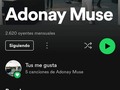 Y en Spotify ya son más de 3 mil streams!! 🚀💪  adonaymuse 🎤🇨🇱 MundoChannels 🌎