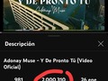 ¡ Ya son 2M de views!! en "Y de pronto tú" 🚀