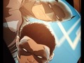 Batman and Robin looking down from high above the…