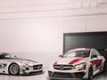 We are family. The all new #Mercedesbenz #cla 45 #amg #racing series next to the #mercedes #sls AMG #GT3 race car.