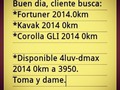 info: 04248735687  #fortuner  #corolla #KLR  #busco  #luv #dmax #2014  #0km