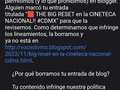 "No hay dia que no llegué, ni plazo que no se cumpla" @google hace valer su carácter de juez y dictamina que contenido de mi blogger es falso.   Solo se citó el evento, y se llevó a cabo en los días citados.   Y aquí la muestra de su error  No se si vivirán en una realidad paralela.   Lo que se comenta en mis espacios, en la gran mayoría, son asuntos tangibles, reales. Si el contenido del documental no fue censurado por la @cinetecanacionalmx, y @googleespanol a pesar de sus bondades y beneficios, tolera contenidos de violencia en forma permanente.  Iré viendo en el transcurso del año construir una nueva plataforma donde se permita plenamente la #expresioneinformacion #13añosvtv